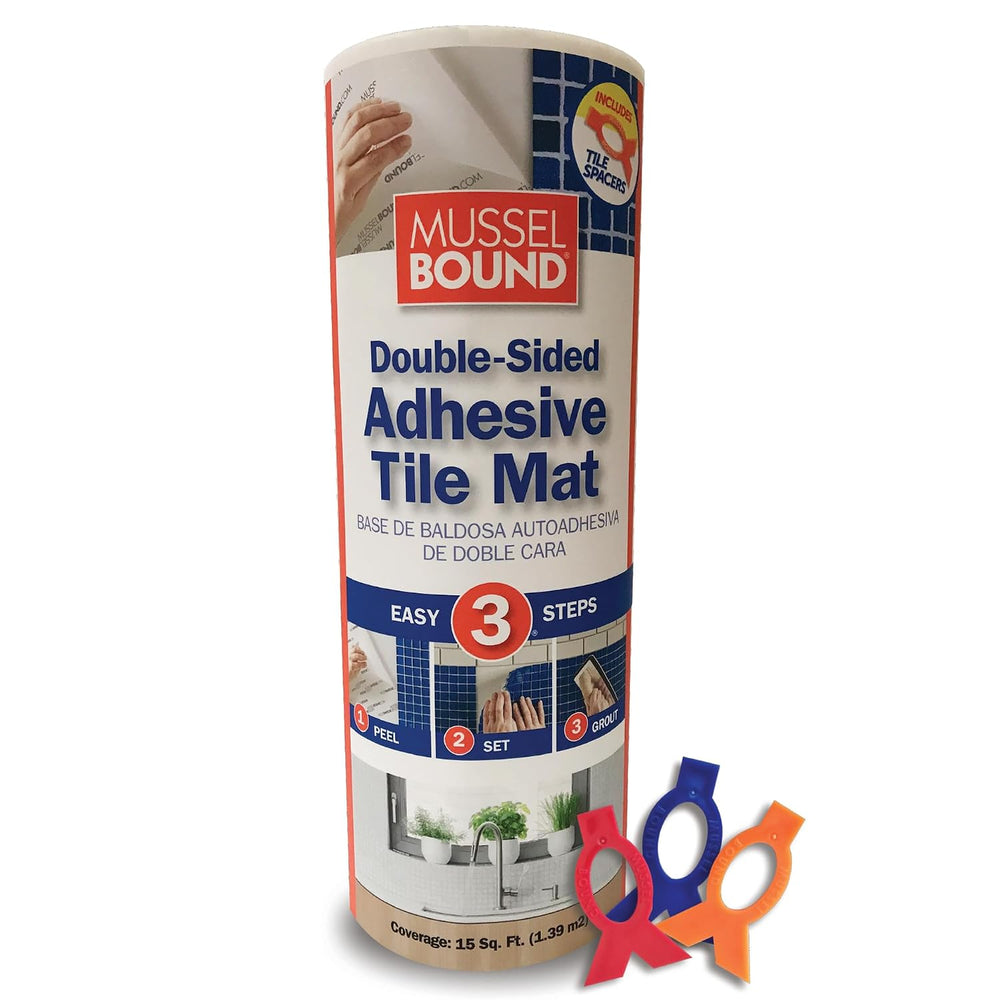MusselBoundยฎ Adhesive Tile Mat with Spacers - a Strong Double-Sided Adhesive ...