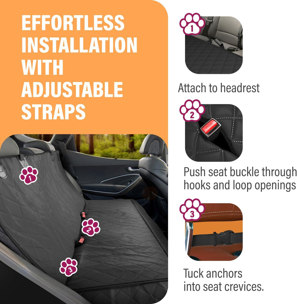 Black XL Dog Car Hammock Back Seat Cover, Waterproof Backseat Cover Protector...