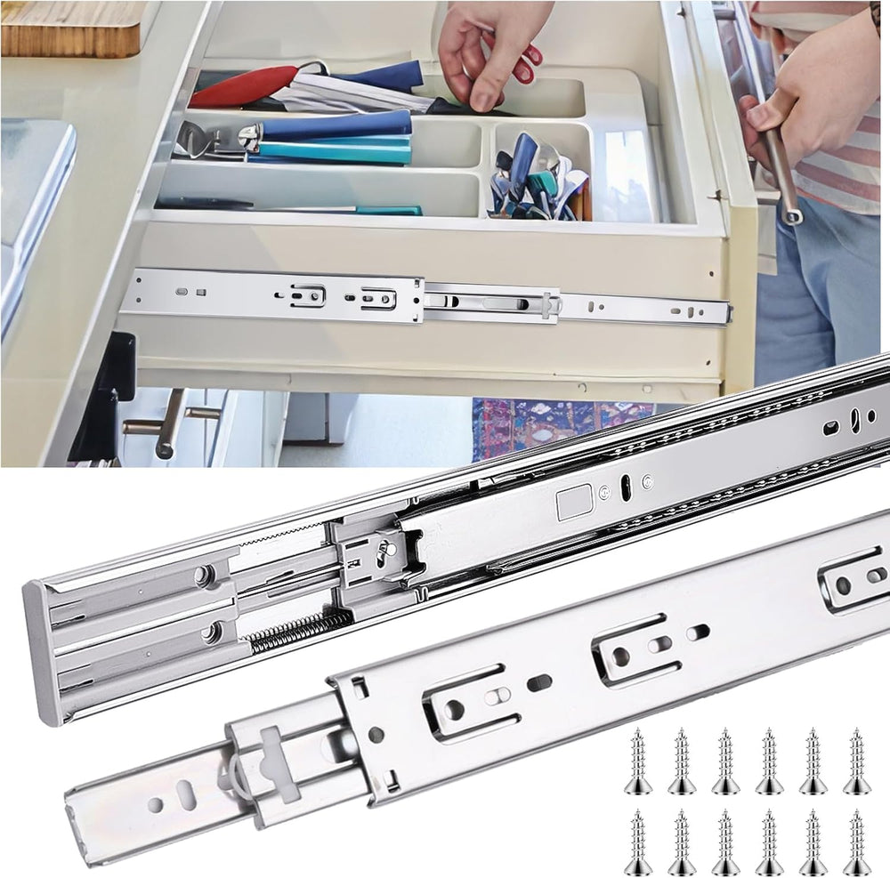 10 inch Drawer Slides 6 Pairs (12pcs) Soft Self Close 3 fold Full Extension B...