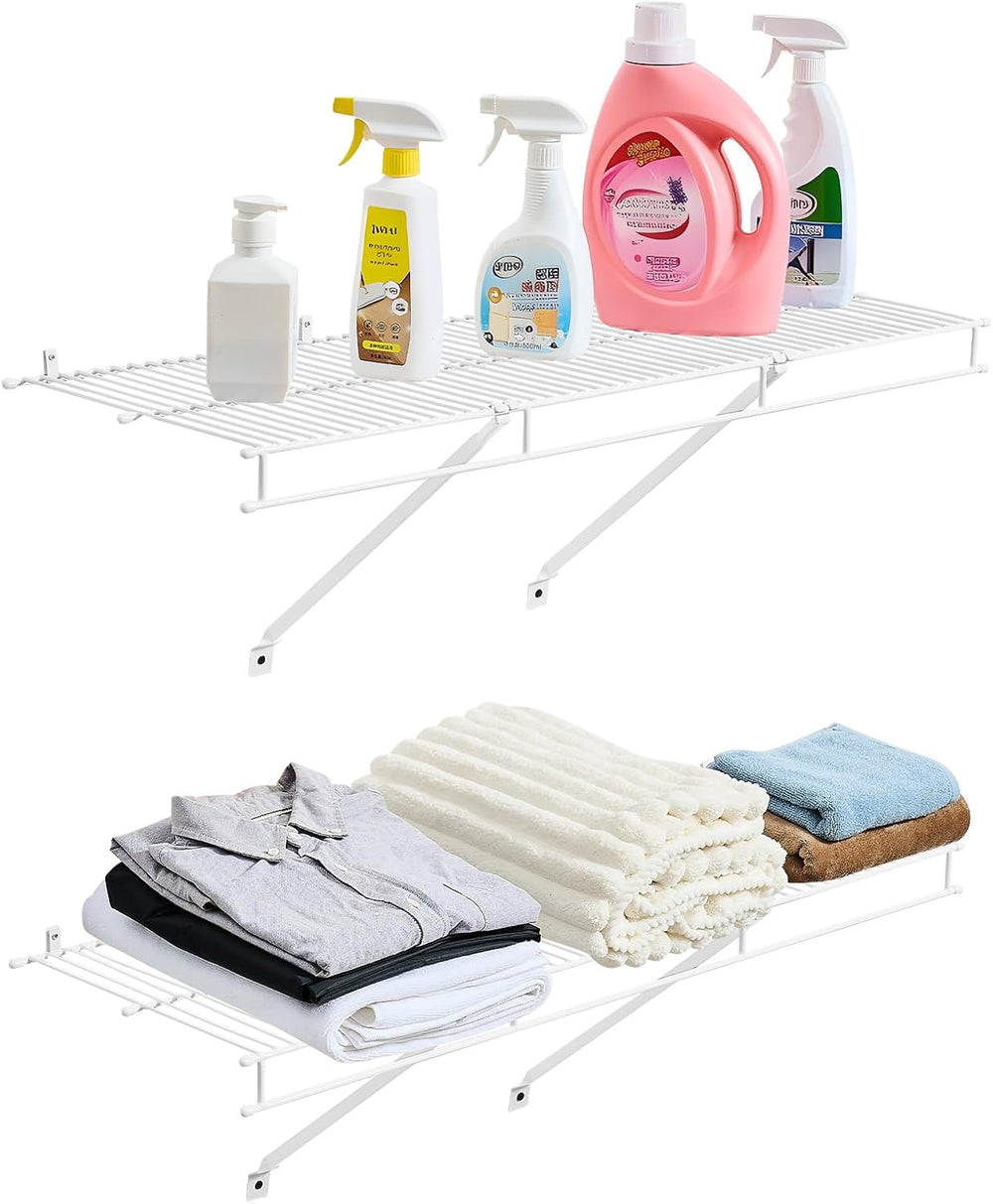 VEVOR Wire Shelf Kit, 3 ft, Set of 2, Wall Mounted Wire Shelves, Heavy-Duty C...