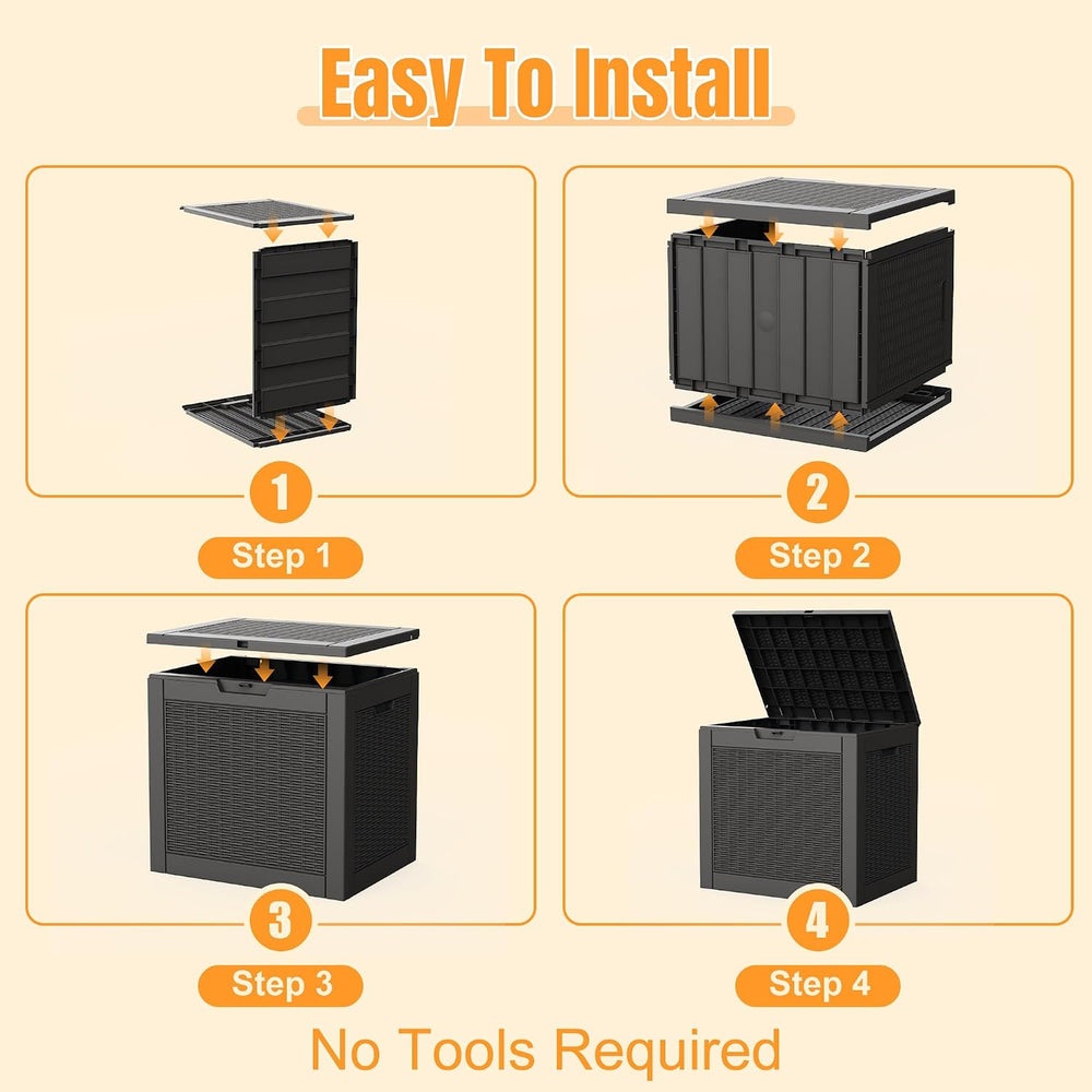 Outdoor Storage Box,42 Gallon Waterproof Resin Patio Deck Box