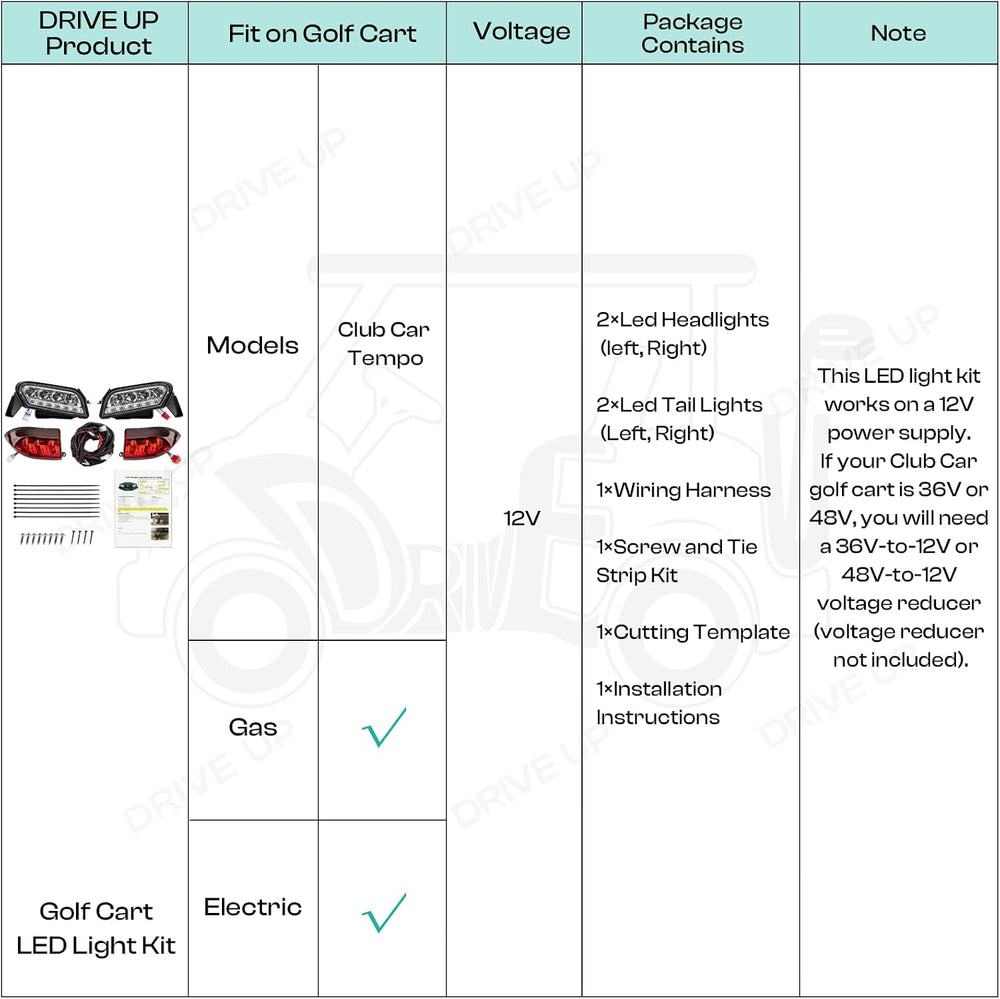 Golf Cart Tempo LED Light Kit for Club Car Tempo, Golf Cart LED Headlight and...