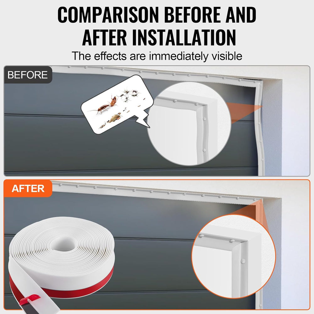 VEVOR Garage Door Seal Top and Sides Seal Strip, 34 FT Universal Weather Stri...
