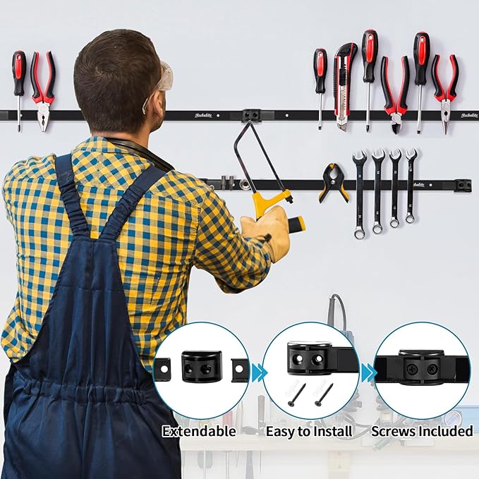 6 Pieces 18" Magnetic Tool Holder Strip, Metal Tool Organizer Rack