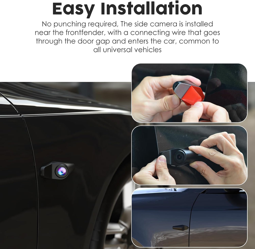4 Channel 360ยฐ Dash Cam Detached Side Cameras, 4" Touch Screen