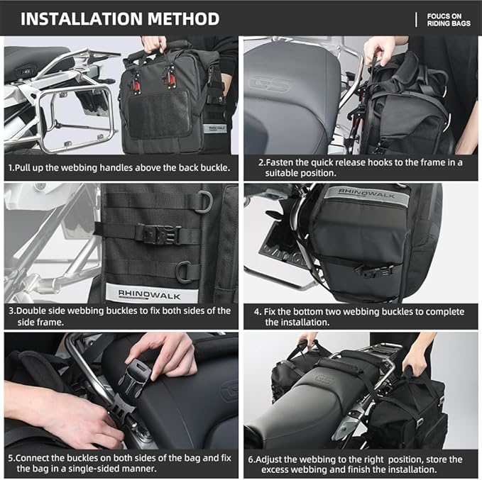 Rhinowalk Motorcycle Saddlebag Waterproof Luggage Bag Quick Release Motorcycle
