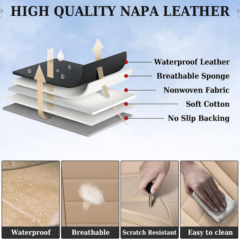 Coverado Car Seat Covers Front Seats, Car Seat Cover Beige, Car Seat Protecto...