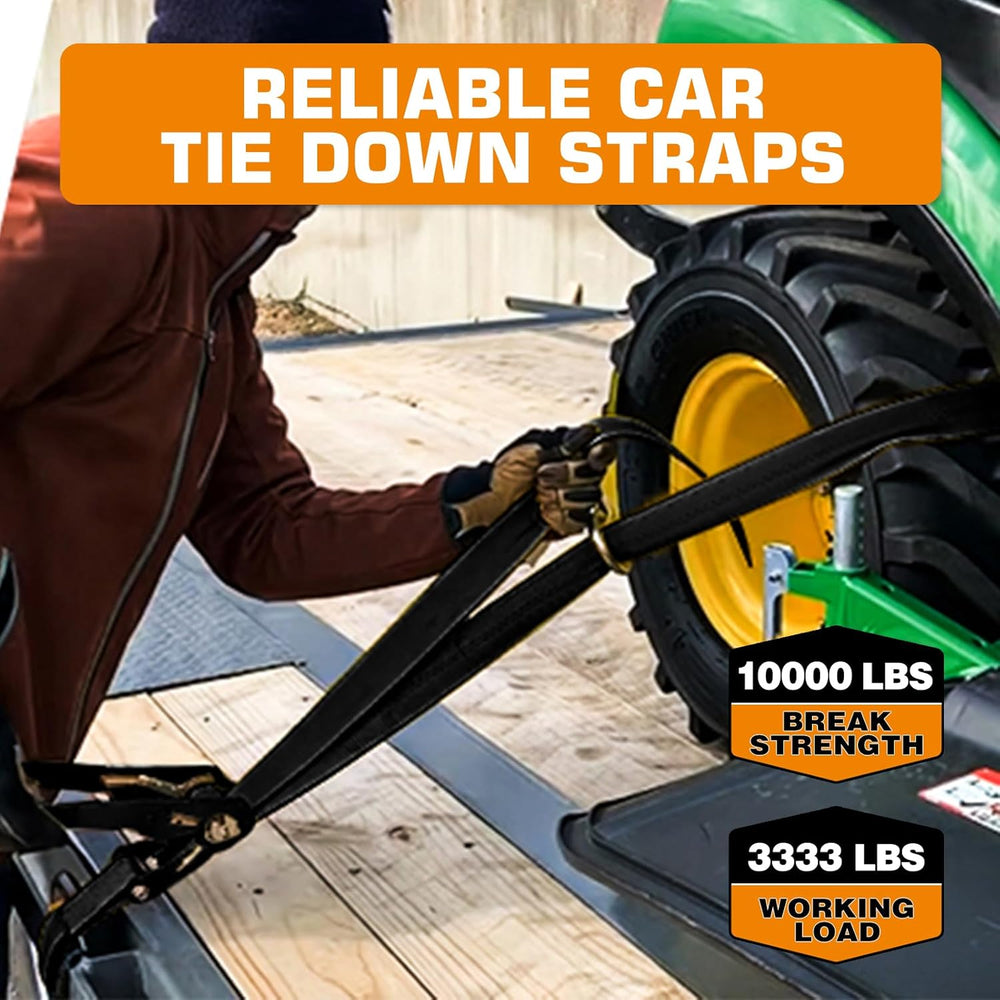 Car Tie Down Straps for Trailers (4 Pack)– Heavy Duty 2" x 120" Tra...