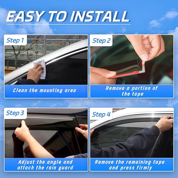 Rain Guard Fit for 2010-2017 GMC Terrain, Outside-Mount Side Window Visor (4pcs)
