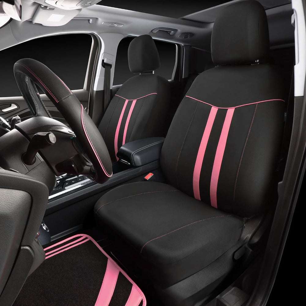 CAR PASS Car Seat Covers Full Set for Women Girls with Waterproof Car Floor M...