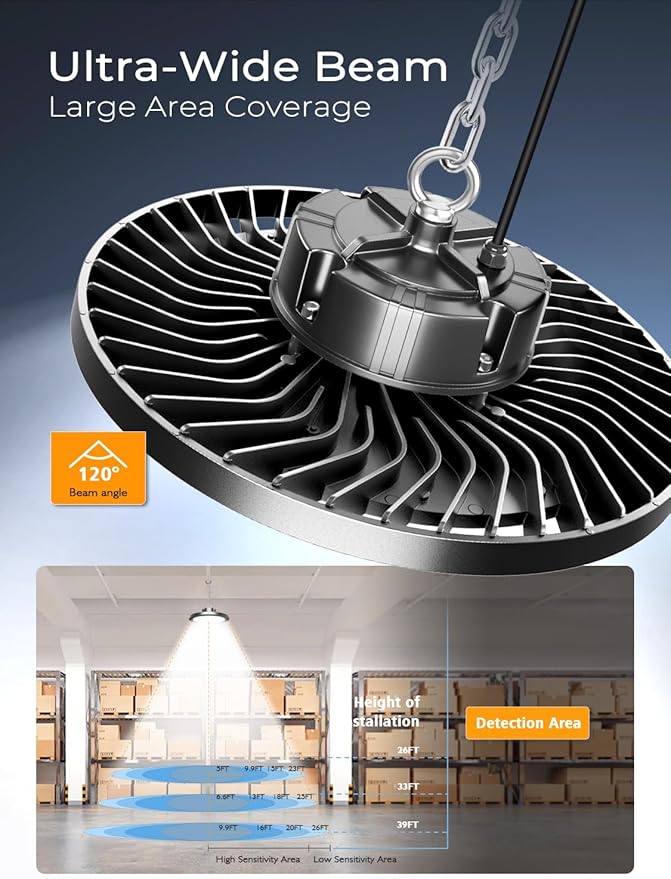 250W UFO LED High Bay Light, 37500LM Super Bright Industrial UFO High Bay LED