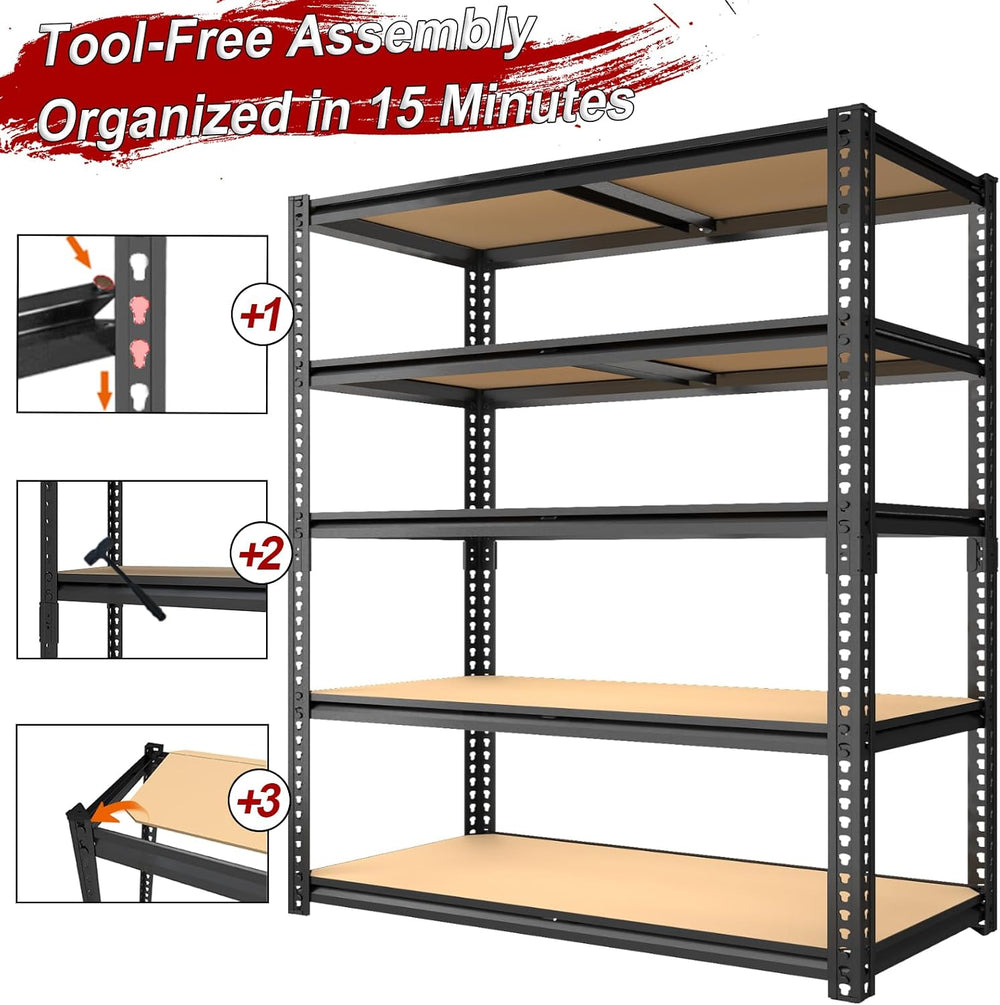 Garage Racks for Storage๏ผ5-Tier Adjustable Garage Shelving Storage Shelves,24...