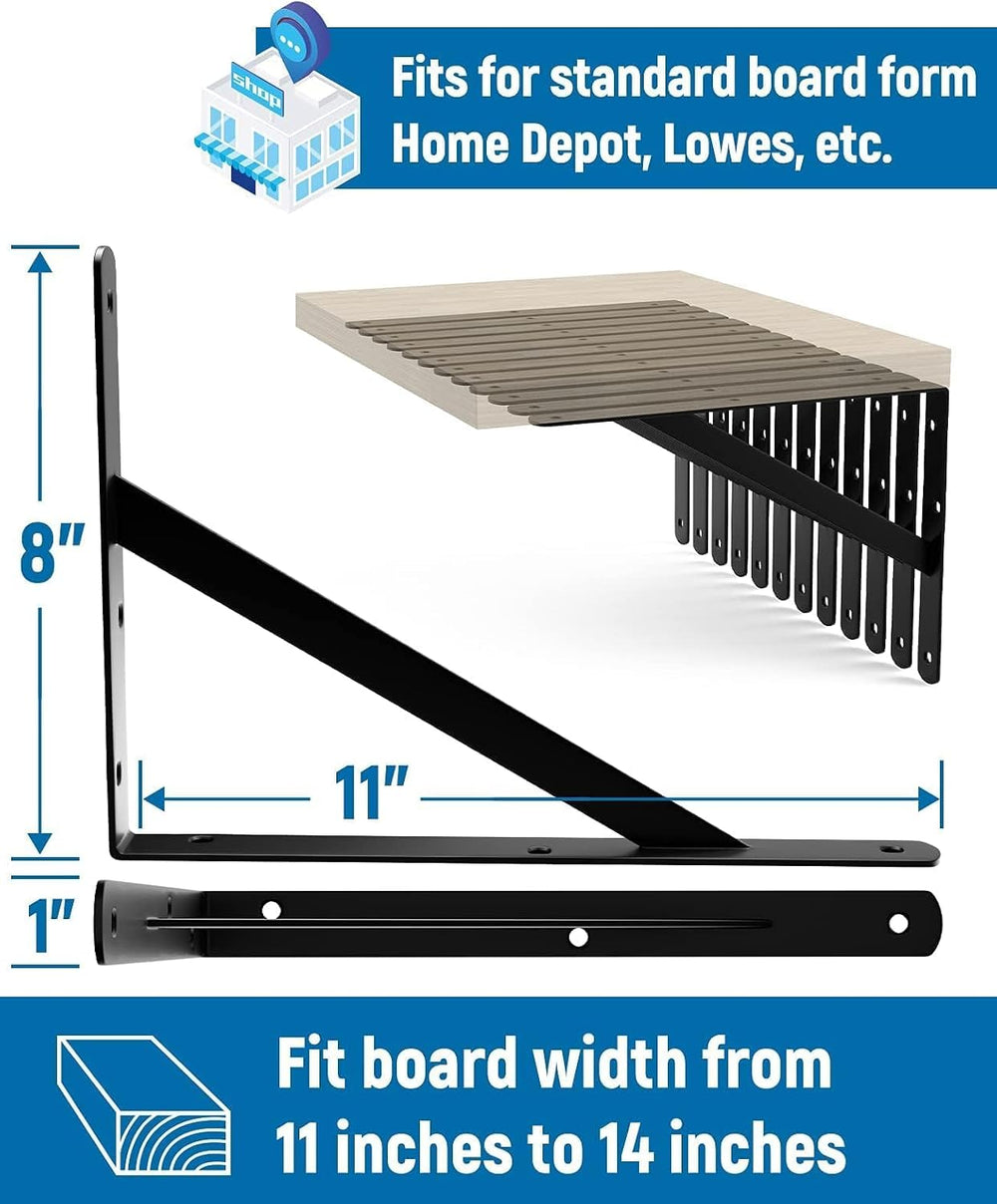 8-Pack 11 Inch Heavy Duty Shelf Brackets, Large Floating Shelf Bracket