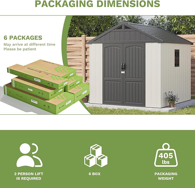 Patiowell 8 x 8 FT Plastic Outdoor Storage Shed