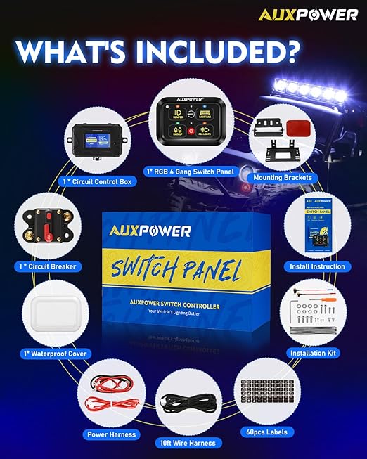 Auxpower RGB 4 Gang Switch Panel A24 Auxiliary Switch Panel