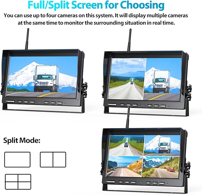 Fookoo HD 10" Wireless Backup Camera System, 1080P 10-inch Quad Split Mo...