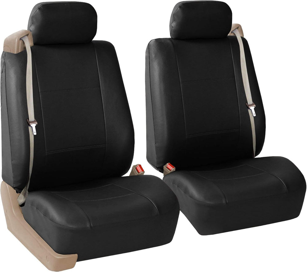 FH Group Front Set Faux Leather Car Seat Covers Low Back Seat with Removable ...