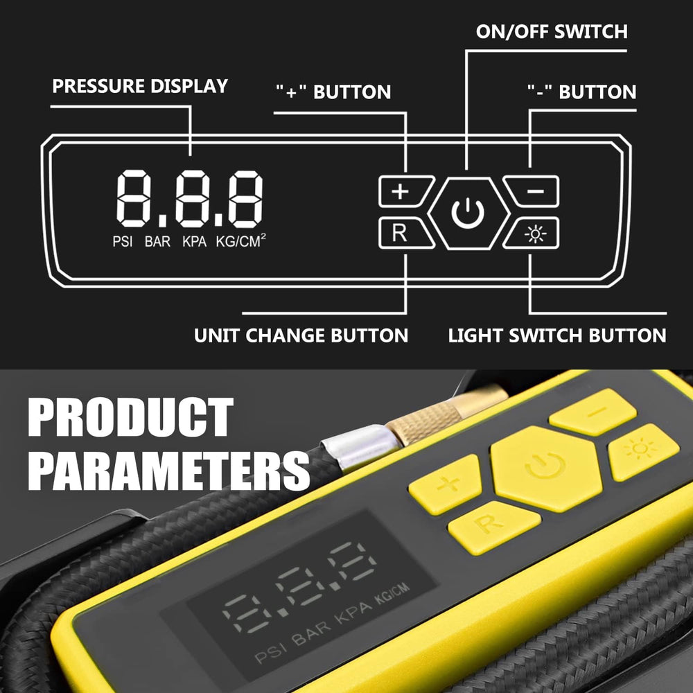 DNA MOTORING TOOLS-00211 Yellow 12V DC Digital Tire Inflator Portable Air Co...
