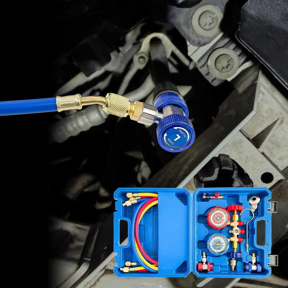 Sutekus AC Gauge Set 3 Way AC Manifold Gauge Set Freon Charge Kit with Hoses ...