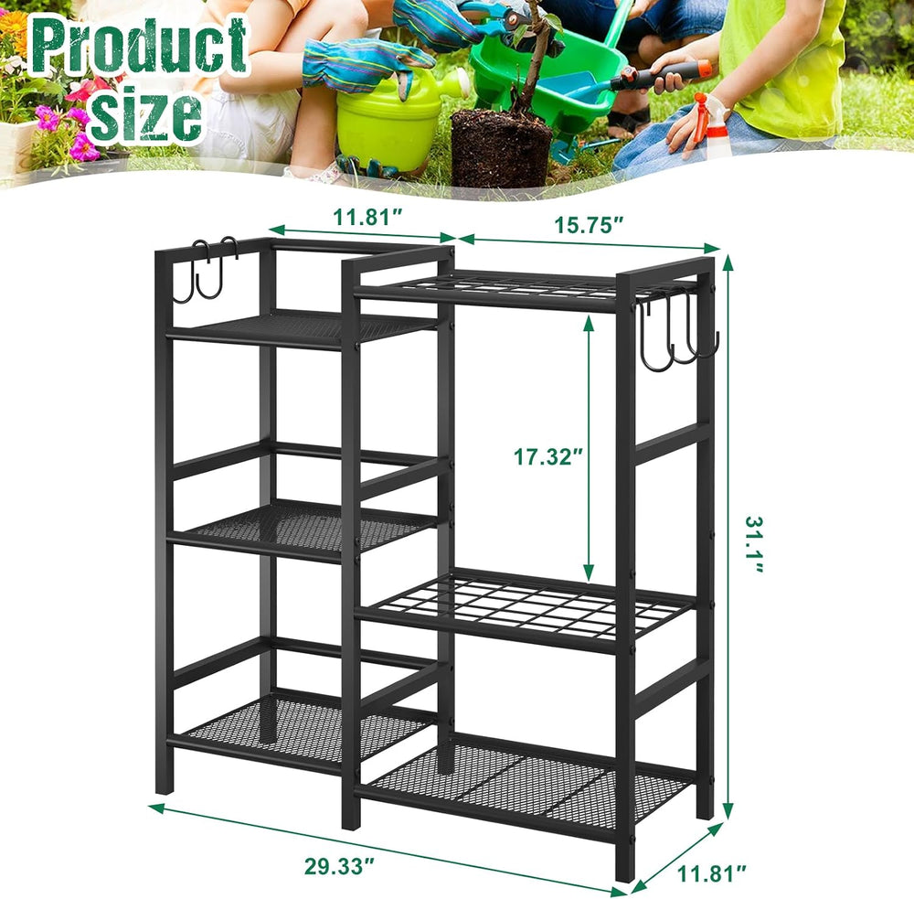 Garden Tool Organizer with Large Hooks, Garage Storage Rack