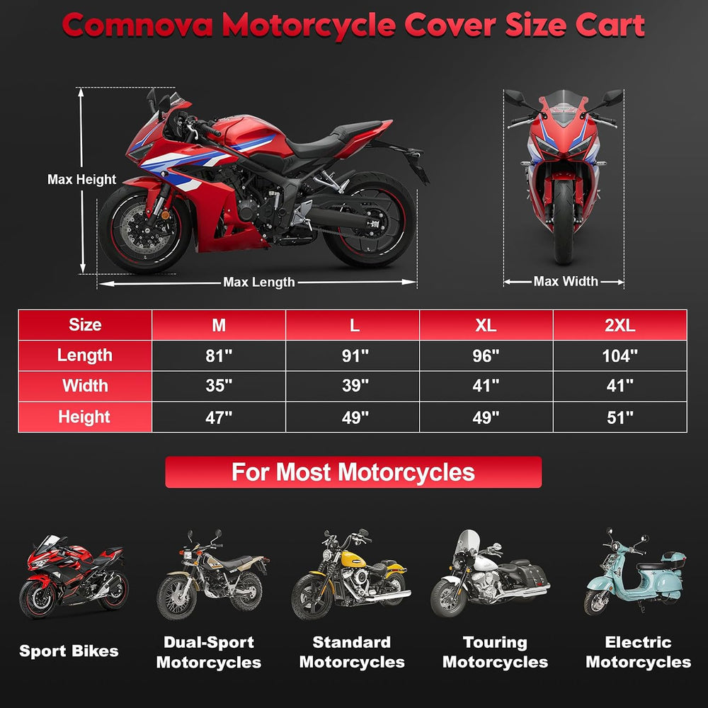 Comnova Motorcycle Cover 91 Inch - 600D Outdoor Moped Cover with Lock Hole Un...