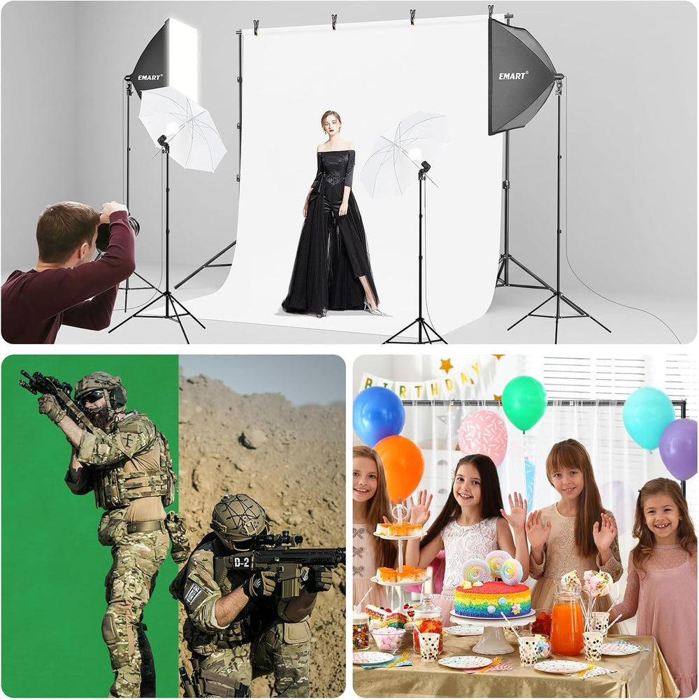 EMART Photography Lighting Kit 8.5x10Ft Backdrop Stand & 9.5x10FT Backdrops