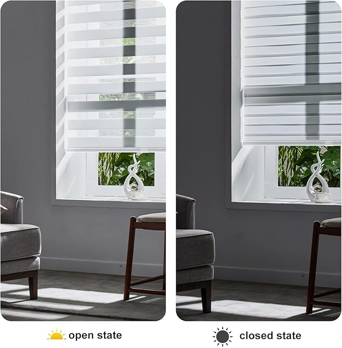 Persilux Cordless Zebra Blinds for Windows Shades Dual Layer Fabric for Day and