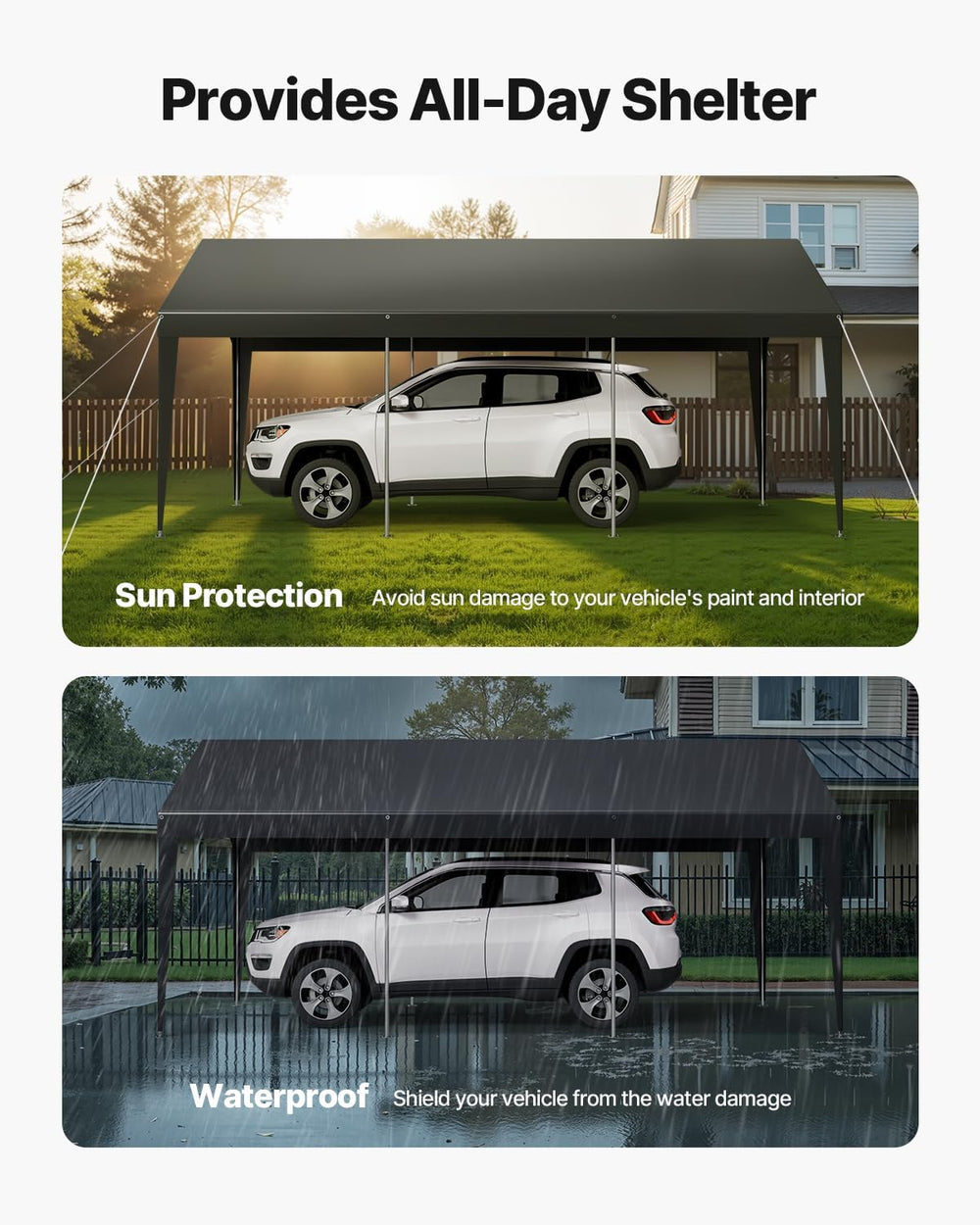 VEVOR Portable Garage 10x20 ft, Heavy-Duty Steel Car Canopy