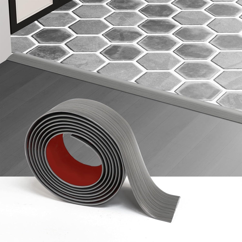 Floor Transition Strip for Carpet to Tile, Grey Wood, 10' x 3"