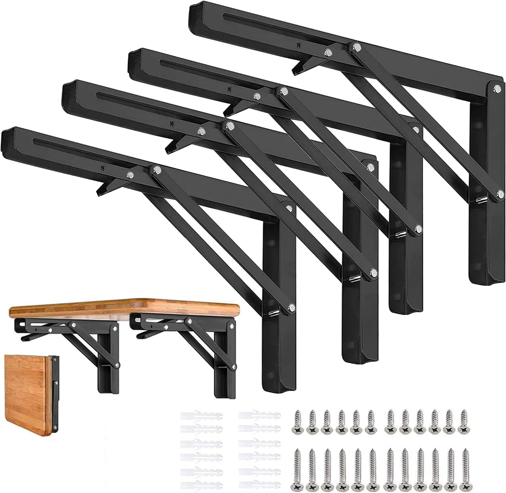 Folding Shelf Brackets - 18 inch 4 Pcs Heavy Duty Collapsible Shelf Bracket, ...