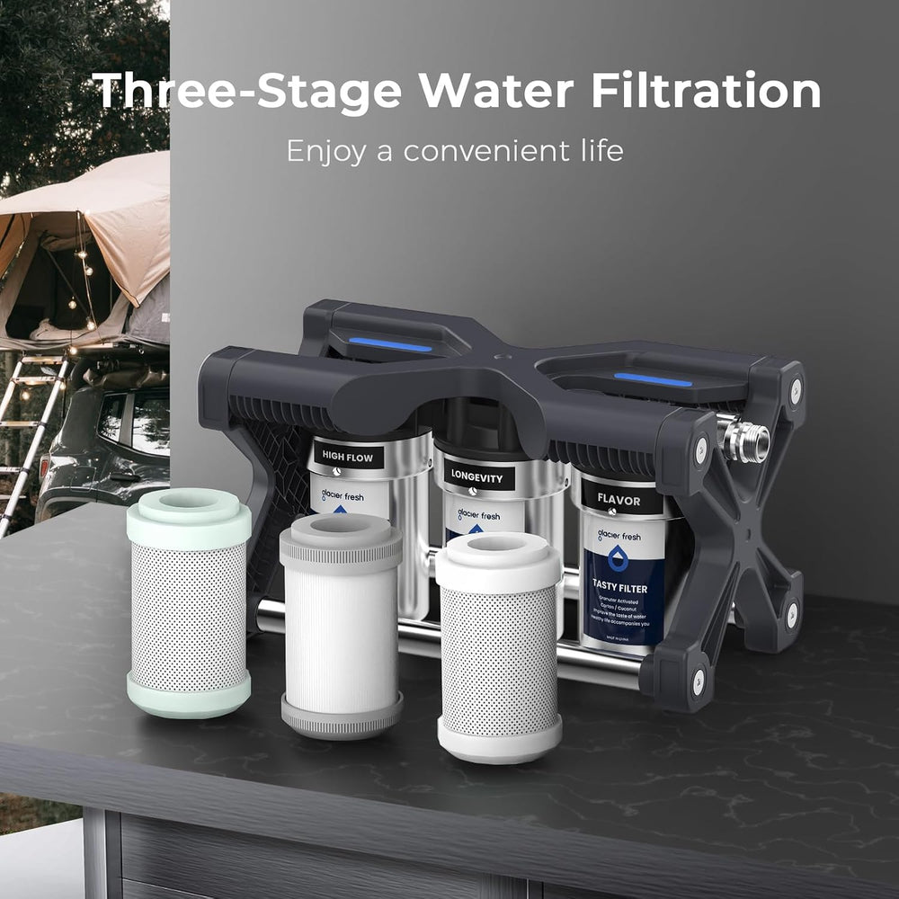 GLACIER FRESH GFRVWP03 3-Stage RV Water Filtration System