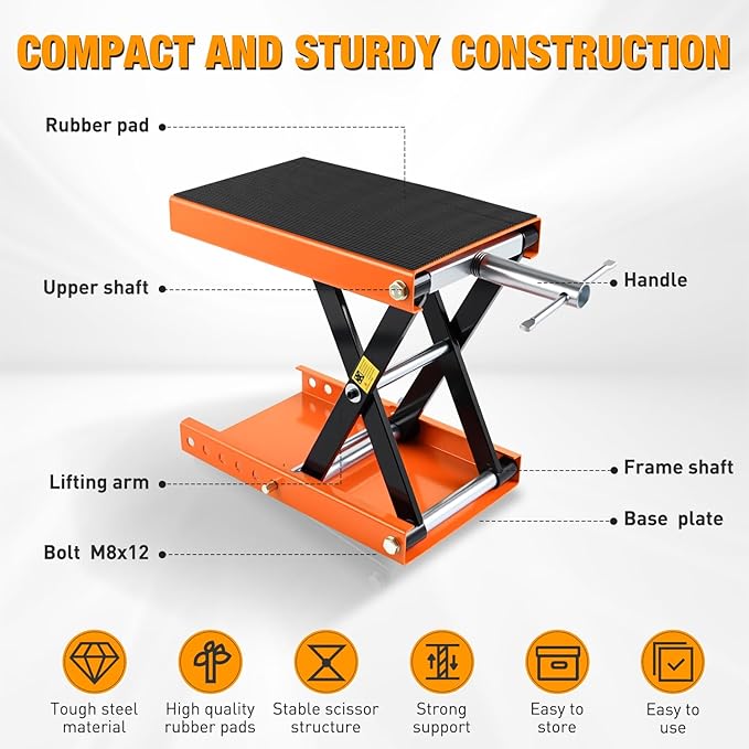 Nilight Motorcycle Lift Jack 1100 LBS Scissor Jacks Stand Lift