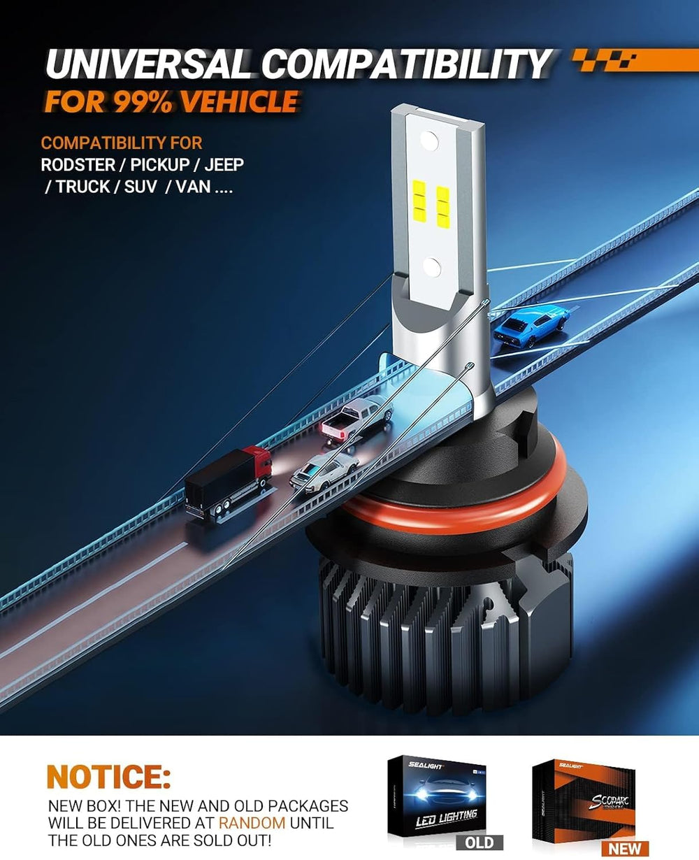 SEALIGHT 9004/HB1 Fog Bulb, 32000LM Ultra-Bright, 6000K Pure White, 3-Minute ...