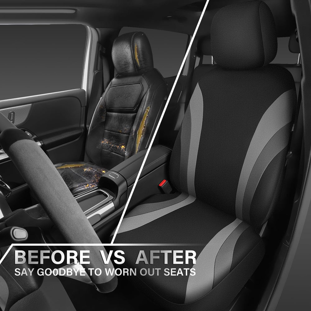 CAR PASS EVA Waterproof Car Seat Covers Front Seats,Gray Two Front Seat Cover...