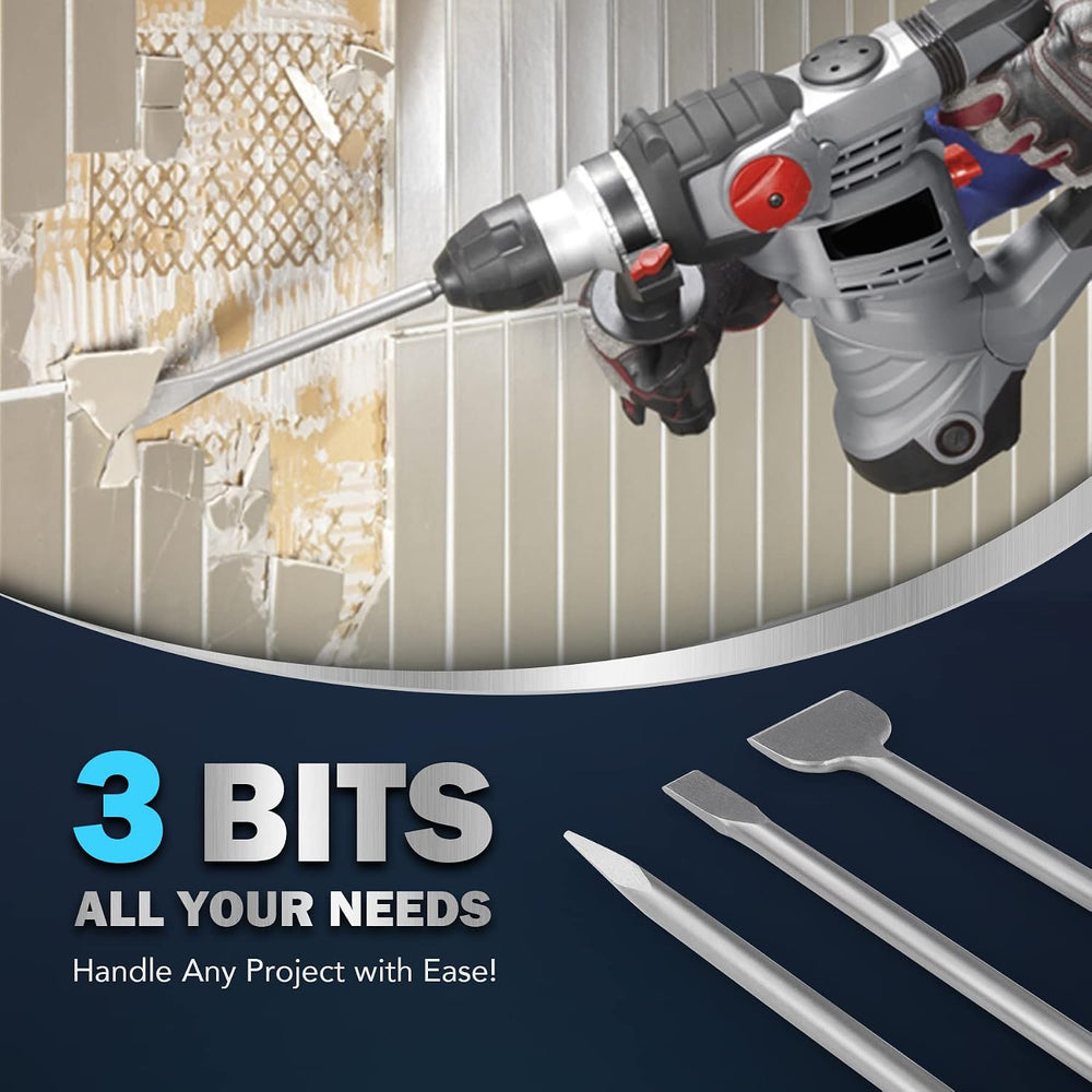 ZELCAN Chisel Set with SDS Max Shanks, 3pc Masonry Concrete Drill Bit Set, 18...