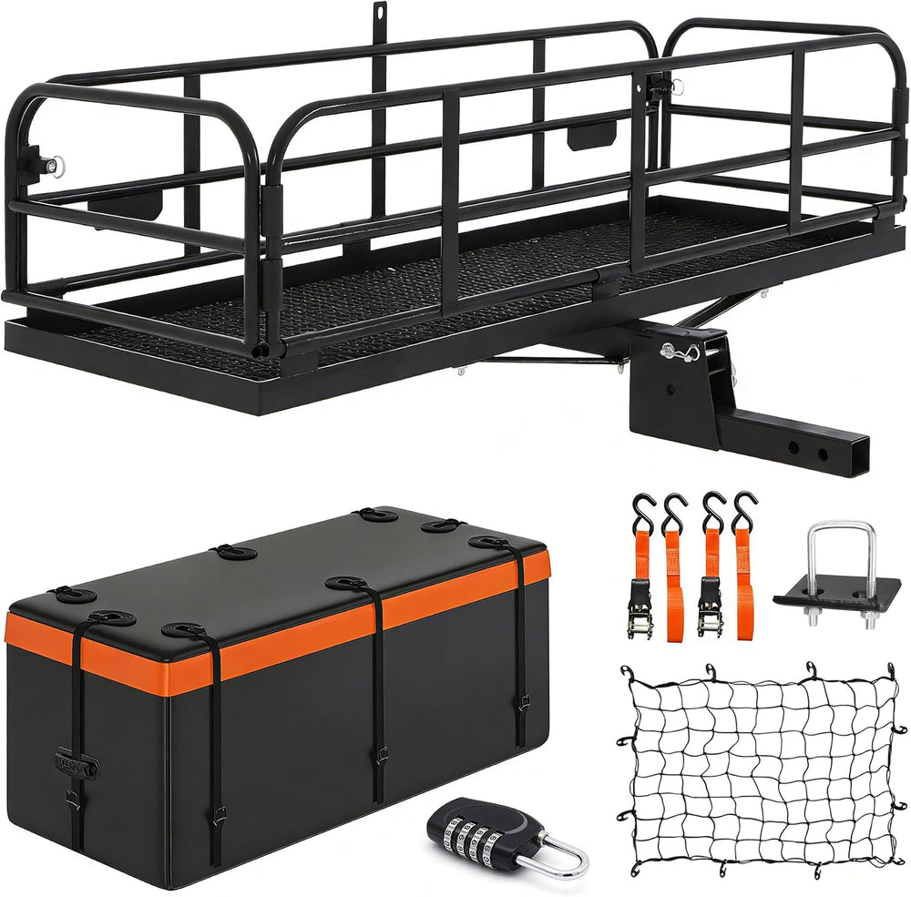 500 LBS Folding Hitch Cargo Carrier Basket 60" X 24" X 14.4"+ ...