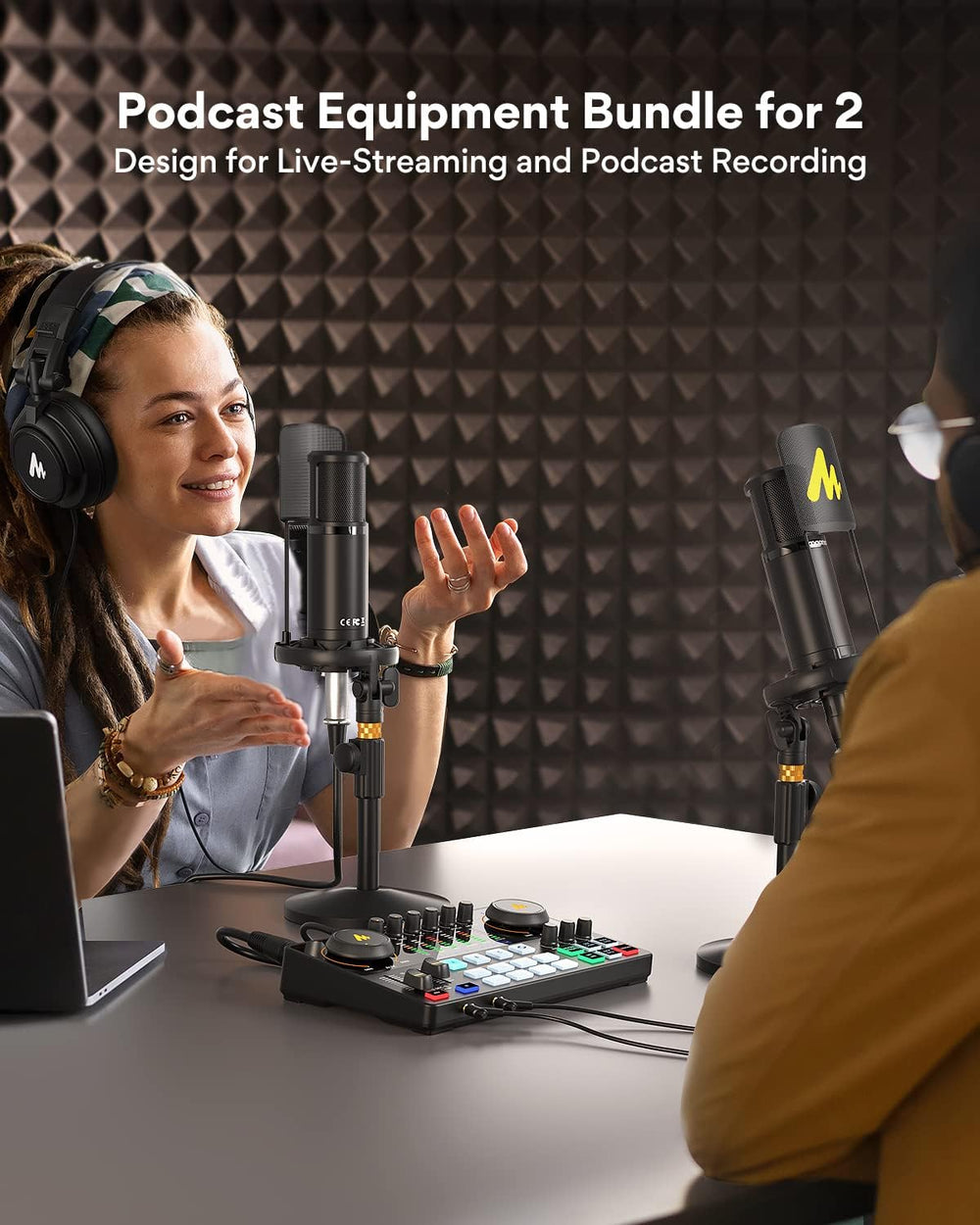 MAONO-MaonoCaster-Podcast Equipment Bundle for 2-includes All-in-one Audio In...