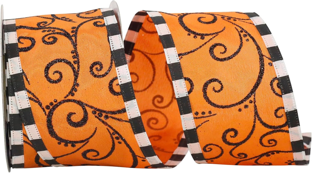 Reliant Ribbon 90564W-517-40F Halloween Swirl Mix Wired Edge Ribbon, 2-1/2 In...