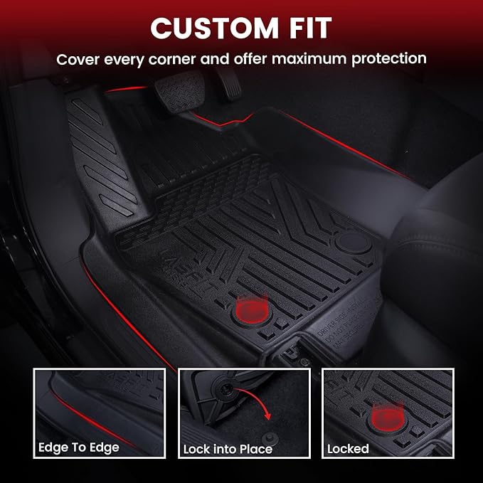 LASFIT Floor Mats for Toyota Tacoma 2024 2025 Double Cab All Weather Floor