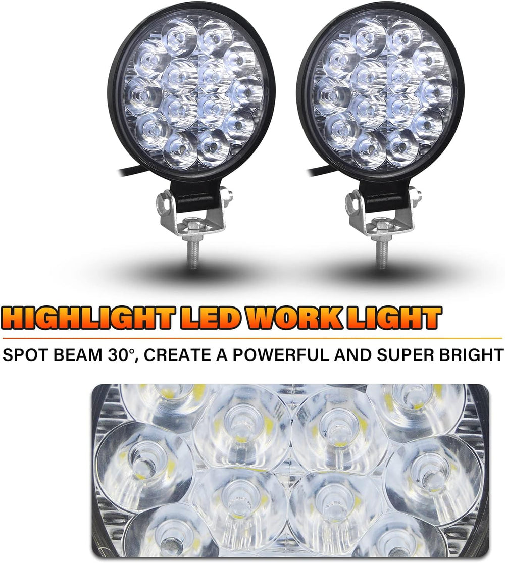 SKYWORLD 10pcs Round Light Bar Pods, 3.2 inch 42W Spot Beam Mini Offroad Driv...