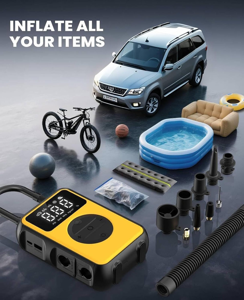Tire Inflator Portable Air Compressor Cordless with Pressure Gauge and Auto S...