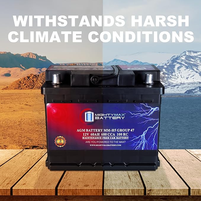 Mighty Max Battery MM-H5 Start and Stop Car BCI Group Size 47 12V 60 AH