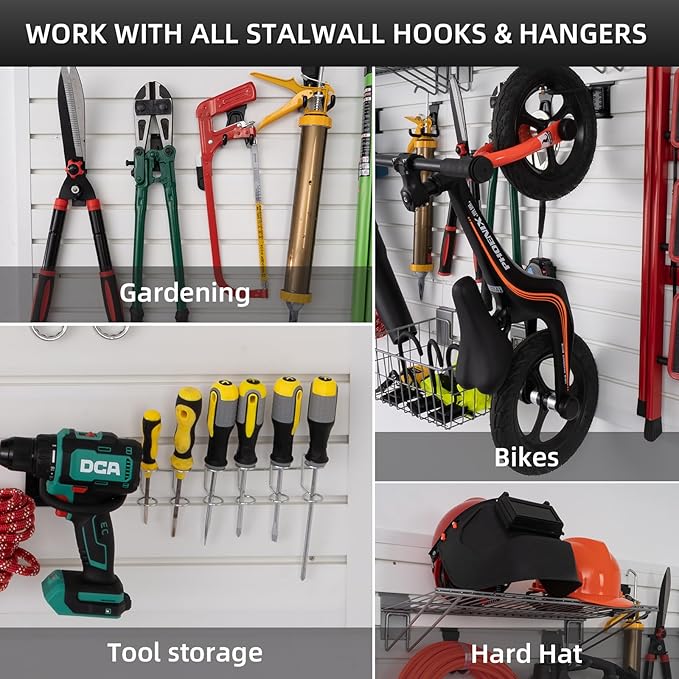 Slatwall Panel Garage Organizer Heavy Duty Wall Mounted, PVC Slat Panels Home