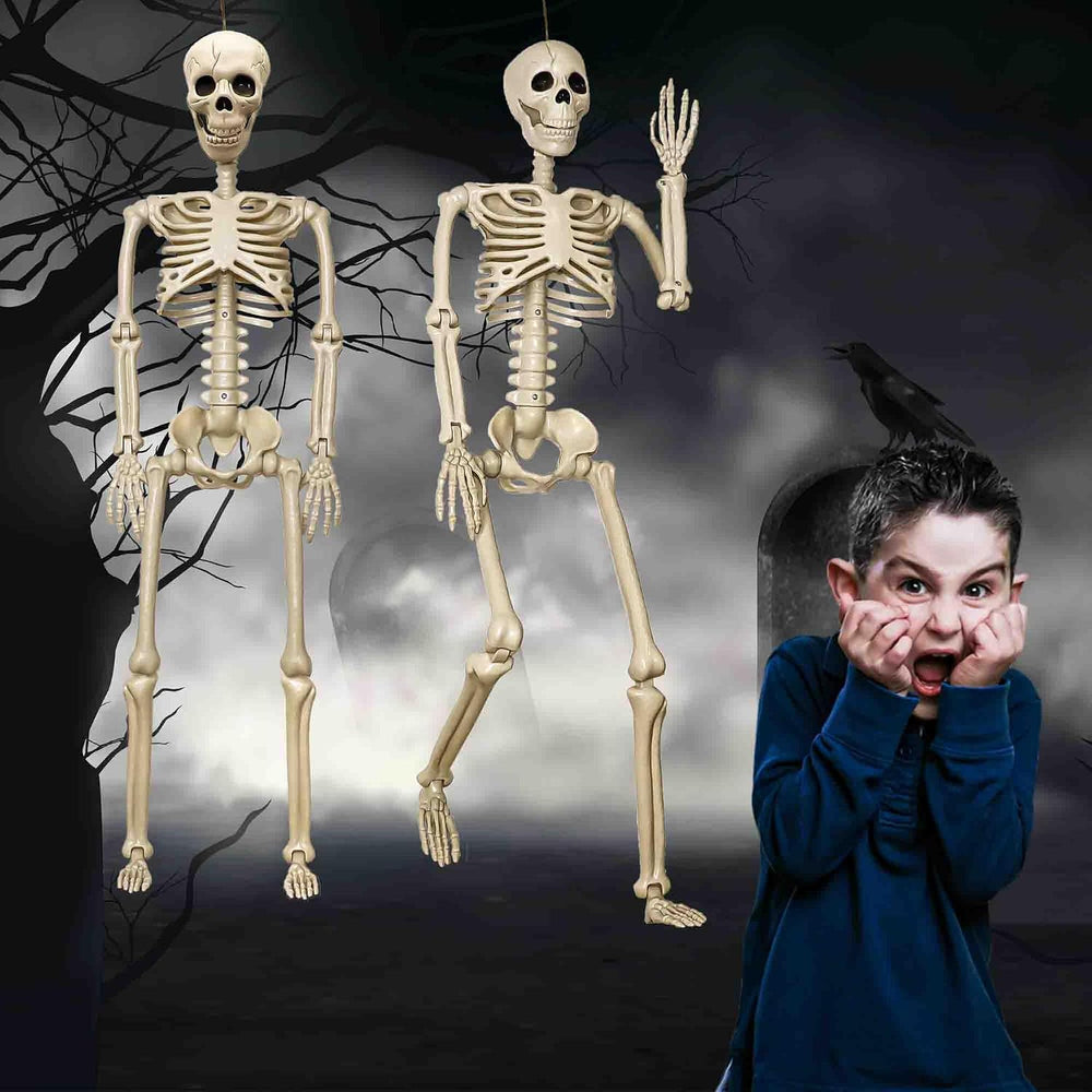 2 Pack 36"Halloween Skeleton - 3 ft Life Size Human Skeleton with Full B...