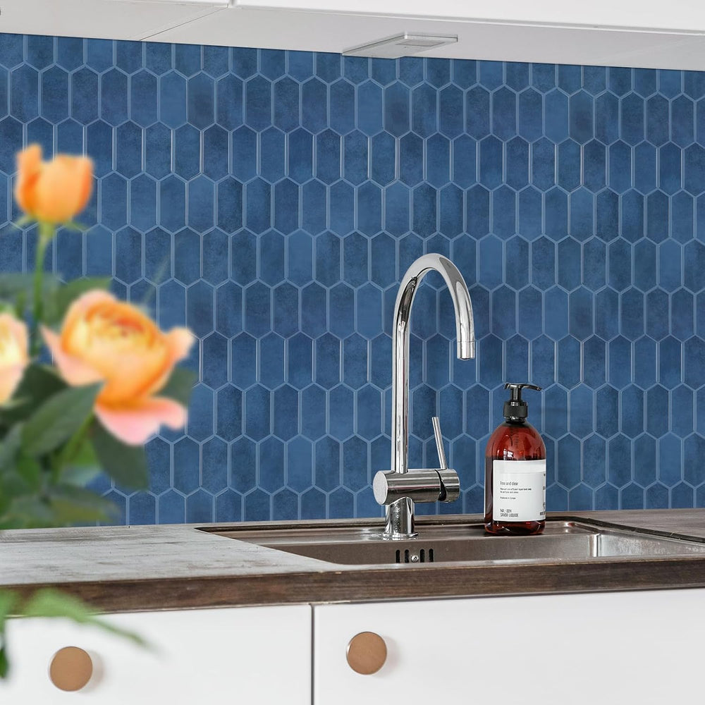 Peel and Stick Tile for Kitchen, Thicker Design 3D Self -Adhesive Long Hexago...