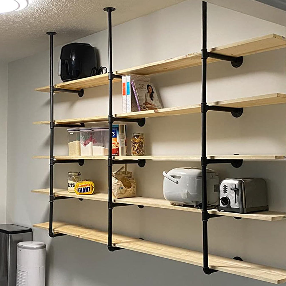 HITOMEN Industrial Iron Pipe Shelves, 2 Set 4-Tier 57.5" Tall 12" D...