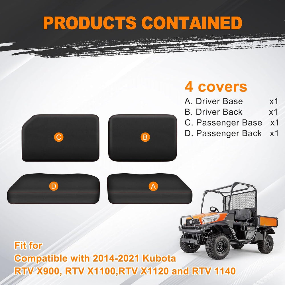 BORDAN RTV Waterproof Seat Cover for Kubota RTV X900 X1120D 2014-2021, 1680D ...
