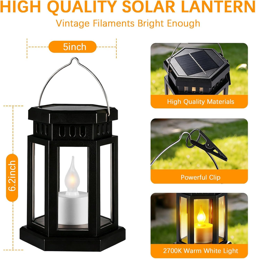 Solar Lanterns Outdoor Waterproof Lights, RGB Color Changing Light 2pack