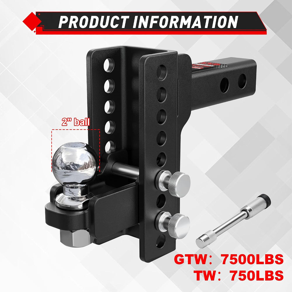TYT Adjustable Trailer Hitch Ball Mount for 2 Inch Receiver