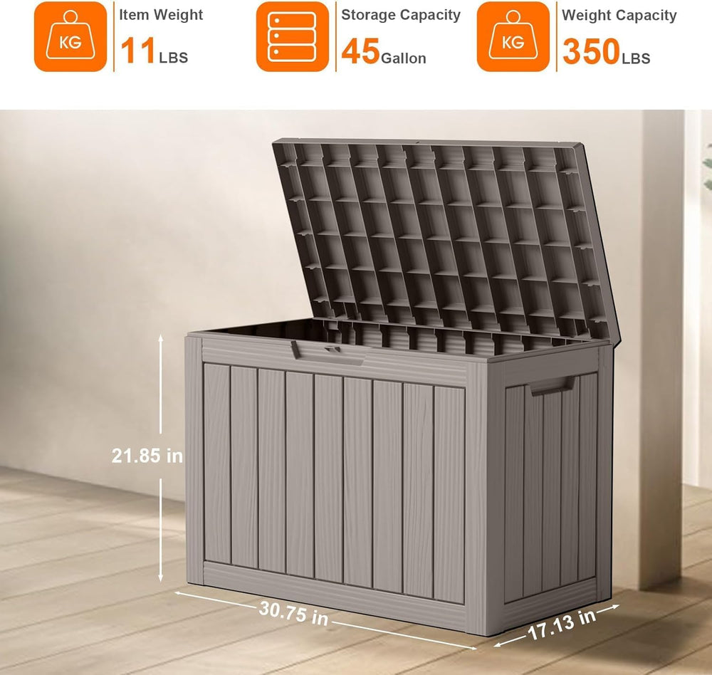 45 Gallon Outdoor Storage Box, Weather Resistant & Waterproof Resin Deck ...